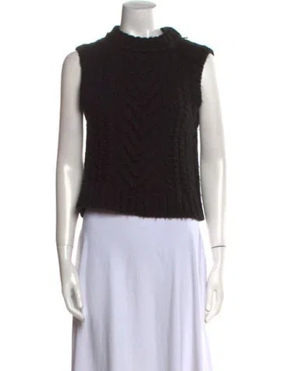 Pre-owned Cecilie Bahnsen Merino Wool Mock Neck Sweater In Black