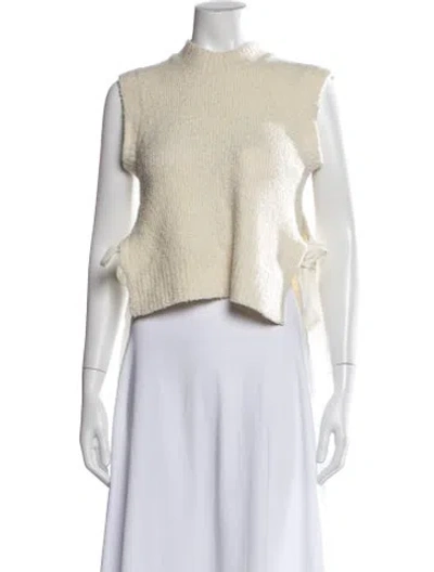 Pre-owned Cecilie Bahnsen Merino Wool Mock Neck Sweater In Neutral