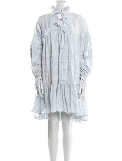 Pre-owned Cecilie Bahnsen Mock Neck Knee-length Dress In Blue