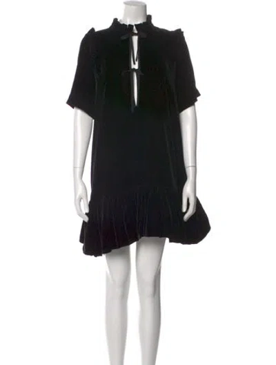 Pre-owned Cecilie Bahnsen Mock Neck Mini Dress In Black