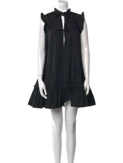 Pre-owned Cecilie Bahnsen Mock Neck Mini Dress In Black