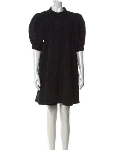 Pre-owned Cecilie Bahnsen Mock Neck Mini Dress In Black