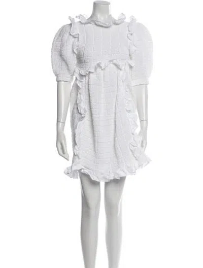 Pre-owned Cecilie Bahnsen Mock Neck Mini Dress In White