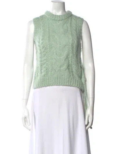 Pre-owned Cecilie Bahnsen Mohair Crew Neck Sweater In Green