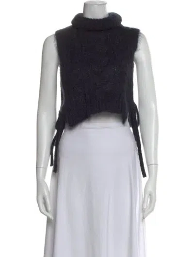 Pre-owned Cecilie Bahnsen Mohair Turtleneck Sweater In Blue
