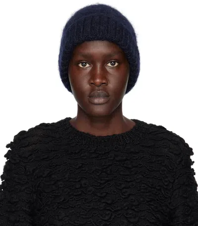 Cecilie Bahnsen Navy Imogen Beanie In Navy Blue