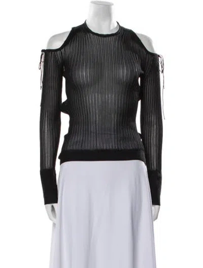 Pre-owned Cecilie Bahnsen Nylon Mock Neck Blouse In Black