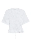 CECILIE BAHNSEN CECILIE BAHNSEN OASIS SMOCKED CUTOUT STRETCH COTTON PEPLUM TOP