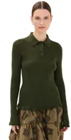 CECILIE BAHNSEN ODA TOP LIGHTWEIGHT KNIT OLIVE GREY OLIVE GREY