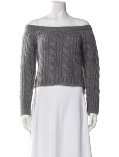 Pre-owned Cecilie Bahnsen Off-the-shoulder Sweater In Gray
