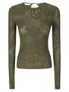 CECILIE BAHNSEN OLANI TOP MESH FLORAL JACQUARD OLIVE