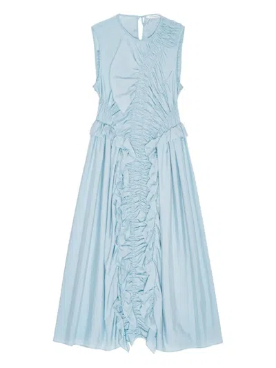Cecilie Bahnsen Ole Ruffled Gathered Dress In Blue