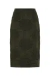 Cecilie Bahnsen Allegra Skirt With Floral Pattern And Ruched Detail In Green