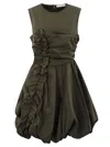 Cecilie Bahnsen Olivia Dress Recycled Taffeta Grey Olive Grey Olive In Grey Olive