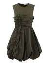 Cecilie Bahnsen Olivia Dress Recycled Taffeta Grey Olive Grey Olive In Grey