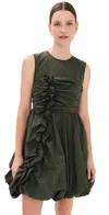 Cecilie Bahnsen Olivia Dress Recycled Taffeta Grey Olive Grey Olive In Grey Olive