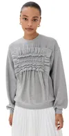Cecilie Bahnsen Ollie Ruffled Detailed Sweatshirt In Grey Melange