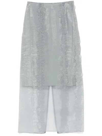 Cecilie Bahnsen Gray Olympia Midi Skirt In Grey