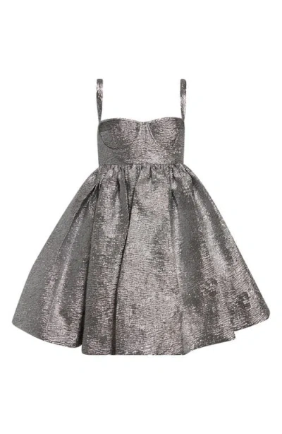 Cecilie Bahnsen Onique Metallic Matelassé Skater Dress In Silver