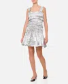 Cecilie Bahnsen Mini Smock Metallic Dress In Silver