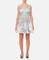 Cecilie Bahnsen Mini Smock Metallic Dress In Silver