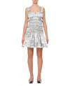 Cecilie Bahnsen Mini Smock Metallic Dress In Silver