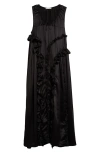 Cecilie Bahnsen Opal Ruffle Silk Satin Dress In Black