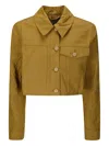 Cecilie Bahnsen Gracie Jacket Ripstop Cotton Ochre In Grün