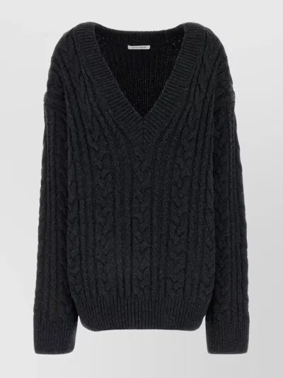 Cecilie Bahnsen Oversize Cable Knit V-neck Sweater