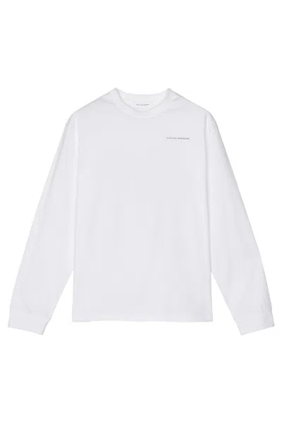 Cecilie Bahnsen Oversized Long-sleeve Jersey Top With Pink Bow Accent In White
