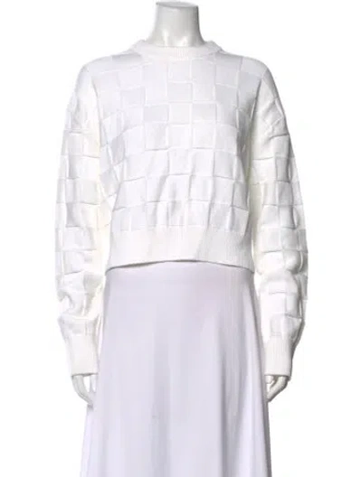 Pre-owned Cecilie Bahnsen Patterned Crew Neck Sweater In White
