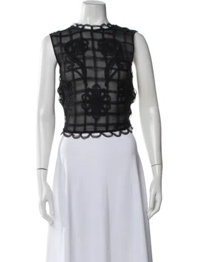 Pre-owned Cecilie Bahnsen Patterned Crew Neck Top In Black
