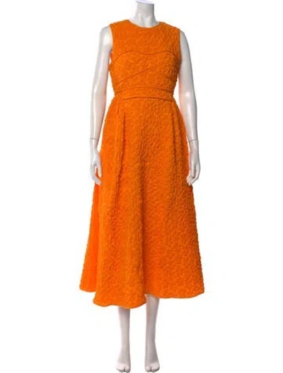 Pre-owned Cecilie Bahnsen Patterned Midi Length Dress In Orange