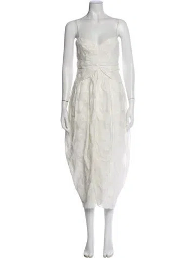 Pre-owned Cecilie Bahnsen Patterned Midi Length Dress In White