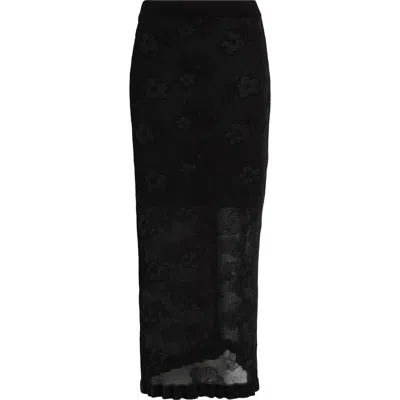 Cecilie Bahnsen Pegonia Sheer Jacquard Pencil Skirt In Black