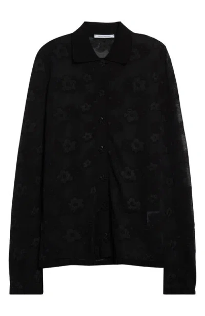 Cecilie Bahnsen Petra Oversize Sheer Jacquard Cardigan In Black