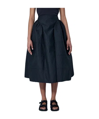 Cecilie Bahnsen Fabiola Embroidered Cotton-blend Cloqué Midi Skirt In Black