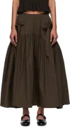 Cecilie Bahnsen Brown Justice Midi Skirt In Brown