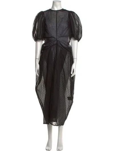 Pre-owned Cecilie Bahnsen Polka Dot Print Long Dress In Black