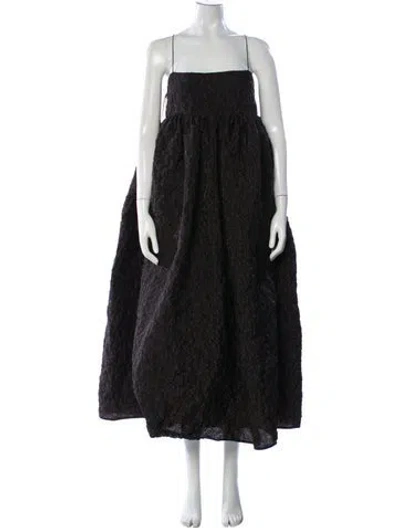 Pre-owned Cecilie Bahnsen Printed Long Dress In Black