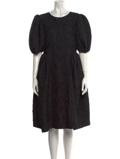 Pre-owned Cecilie Bahnsen Printed Midi Length Dress W/ Tags In Black