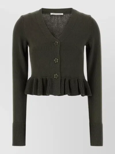 Cecilie Bahnsen Prisca Cardigan Cotton Blend V Neck In Green