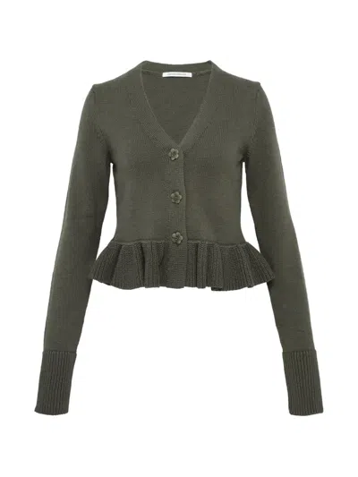 Cecilie Bahnsen Prisca Ruffled Prisca Cardigan In Green