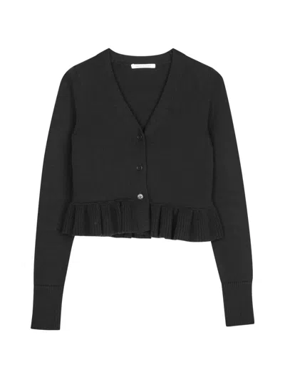Cecilie Bahnsen Prisca Ruffled Cardigan In Black