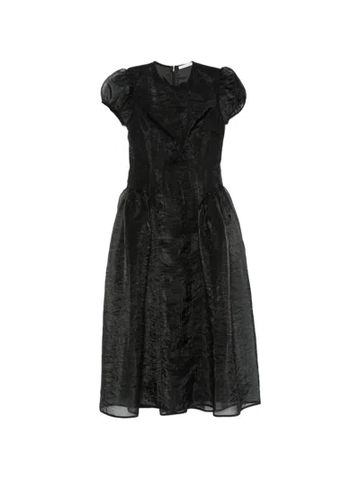 Cecilie Bahnsen Puff-sleeve Midi Dress In Black