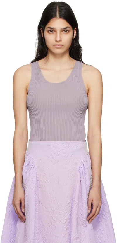Cecilie Bahnsen Knit Top With Ribbed Texture And Scoop Neck In Purple
