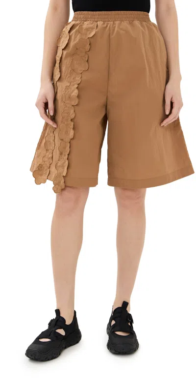 Cecilie Bahnsen Recycled Taffeta Angel Shorts Chestnut