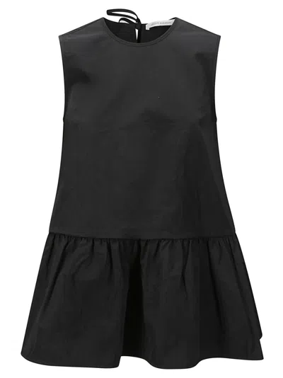 Cecilie Bahnsen Recycled Taffeta Crew Neck Top In Black