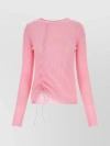 CECILIE BAHNSEN RIBBED CREW NECK SWEATER WITH DRAWSTRING HEM