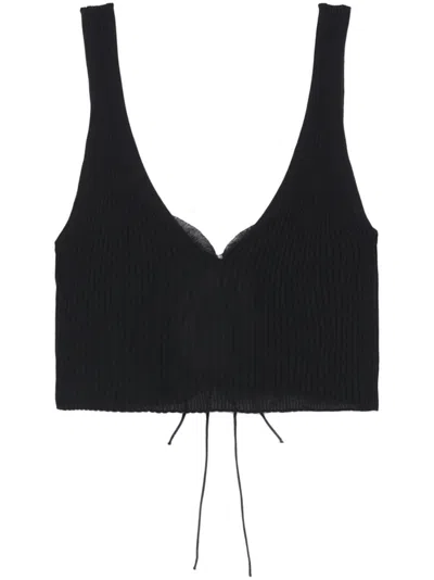 Cecilie Bahnsen Ribbed Crop Top In Black